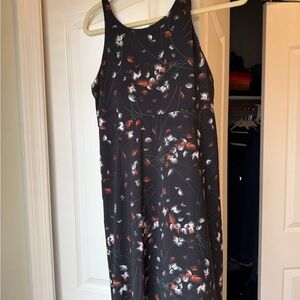 Carve Designs Black Floral Dress with White & Rust Accents and Built in Bra
